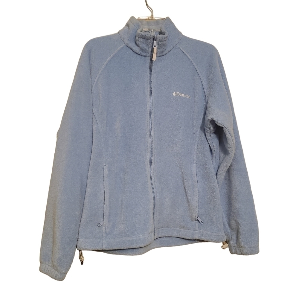 Columbia | Women's Baby Blue Full Zipper Fleece Sweatshirt (Size Large)